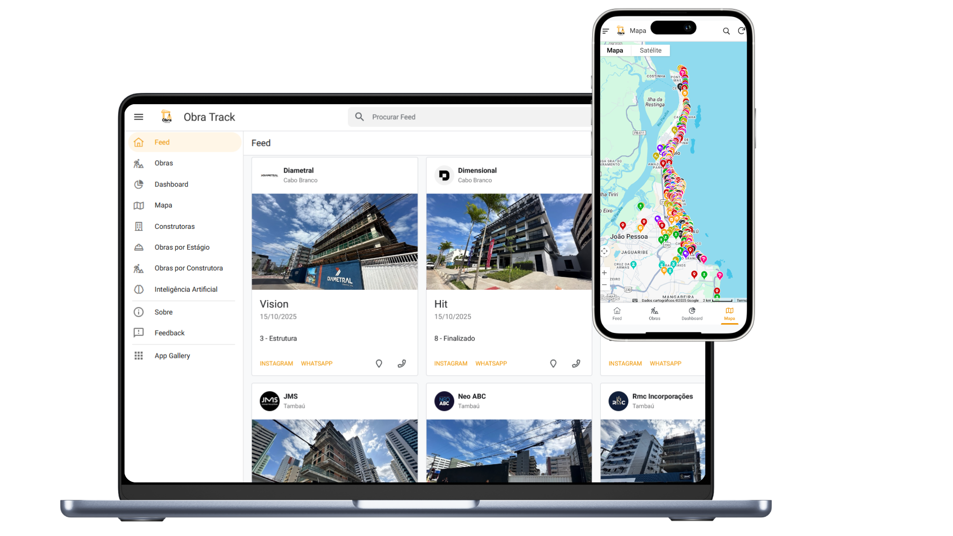 Interface do Sistema Obra Track